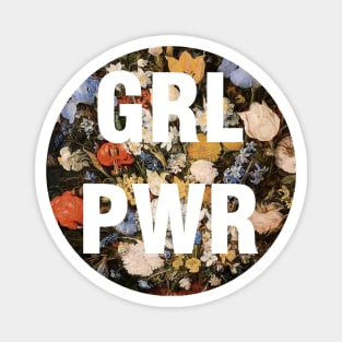 1980s Black floral feminism typography Girl Power Magnet